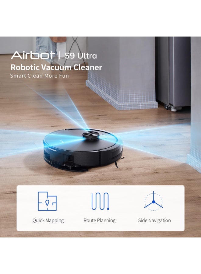 Airbot مكنسة روبوتية، مكنسة وممسحة 2 في 1، شفط 12000Pa، نظام ملاحة ذكي LiDar، شحن تلقائي، تحكم عبر التطبيق، تسلق بارتفاع 18 مم، مثالية لشعر الحيوانات الأليفة، الأرضيات الصلبة، السجاد ذو الوبر المنخفض - Image 2